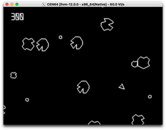 Asteroids running in cen64
